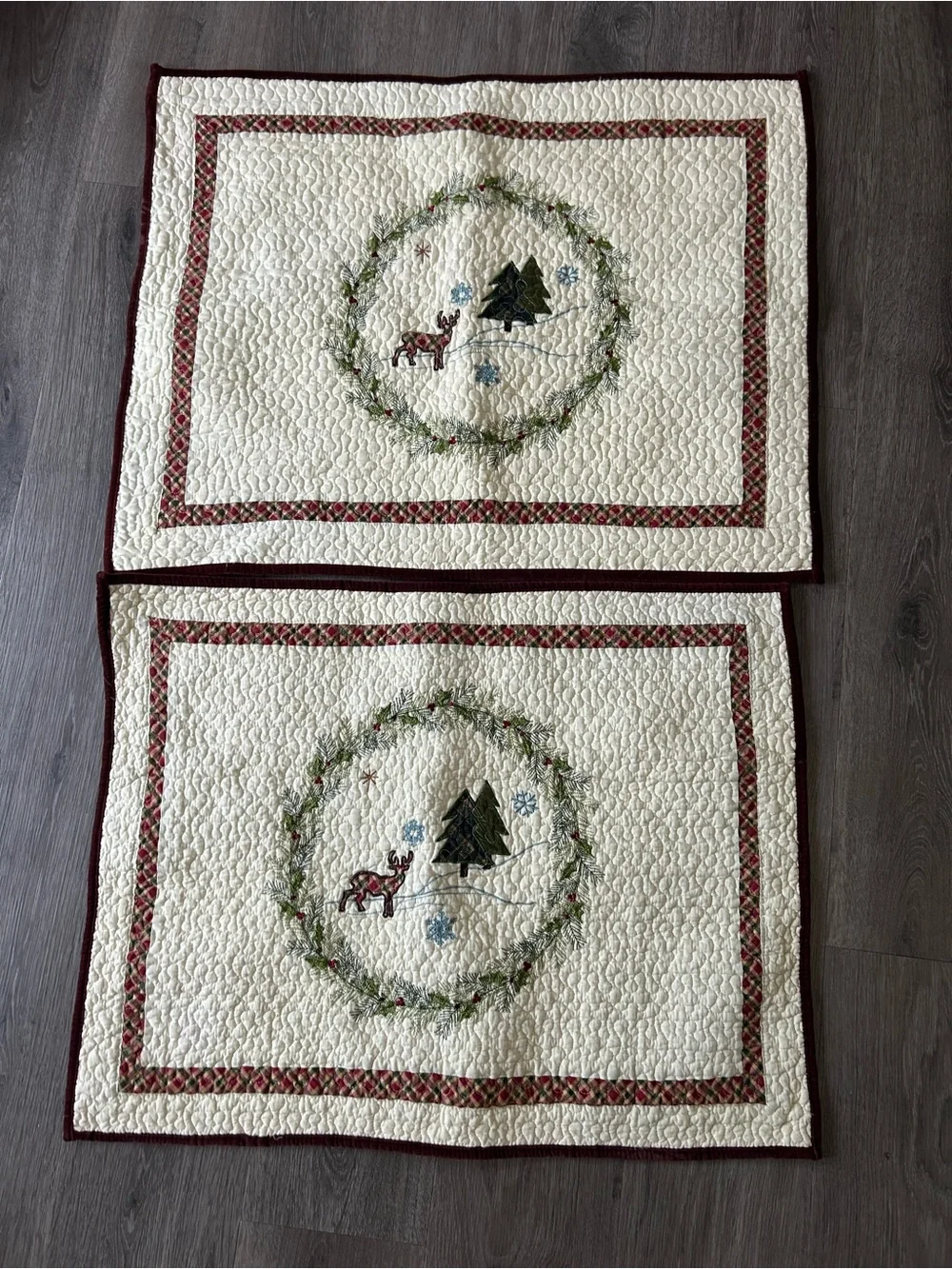 Winter Quilted Christmas Pillow‎ Shams Cabin Farmhouse Country Cottage 24x30